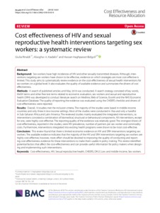 Cost effectiveness of HIV and sexual reproductive health